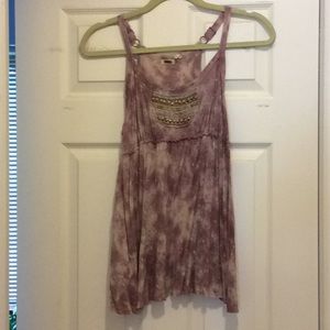 Tie dye purple shirt with open back